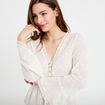Blouse ajust&eacute;e col v manches longues ecru femme