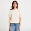 T-shirt col rond manches courtes ecru femme