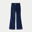 Pantalon bootcut taille haute velours bleu marine femme