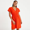 Robe courte &eacute;vas&eacute;e d&eacute;collet&eacute; brod&eacute;e orange fonc&eacute; femme