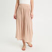 Jupe longue évasée effet satin sable femme