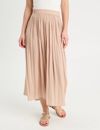 Jupe longue évasée effet satin sable femme