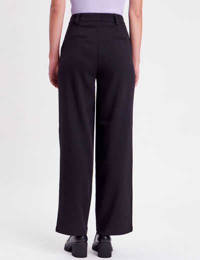 Pantalon droit large noir femme