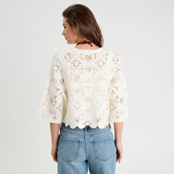 gilet aspect crochet ecru femme Gilet aspect crochet ecru femme