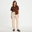 Pantalon droit 7/8&egrave;me taille haute sable femme