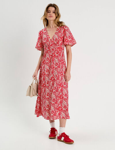 Robe longue évasée blanc femme