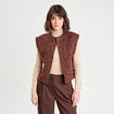 Gilet fausse fourrure marron foncé femme