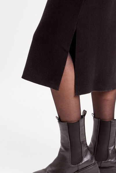 Robe pull longue moulante noir femme