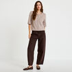 Gilet duveteux manches 3/4 taupe femme