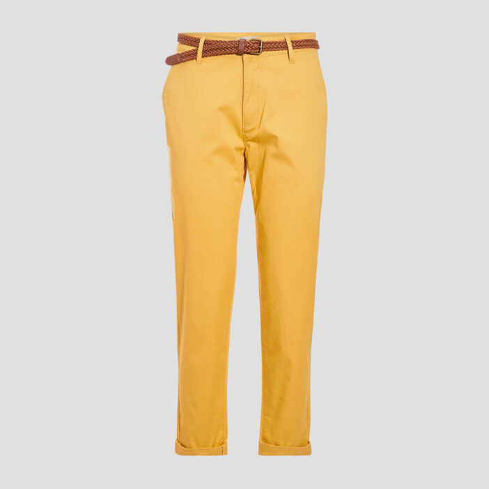 Pantalon chino 7/8ème jaune femme