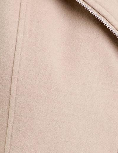 Manteau droit avec capuche beige femme