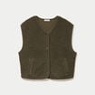 Gilet sans manches effet polaire vert kaki femme