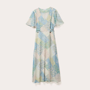 robe midi evasee col en v bleu pastel femme Robe midi évasée col en V bleu pastel femme