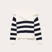 Pull col marin manches longues blanc femme