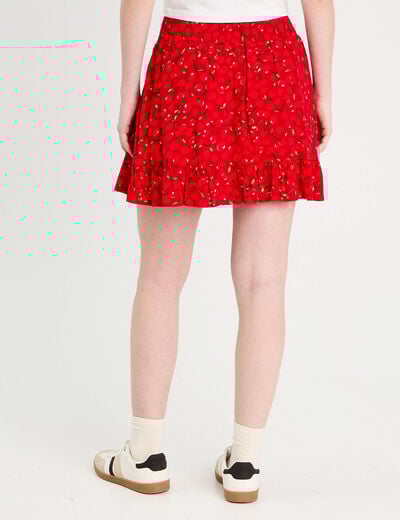 Jupe-short évasée rouge femme