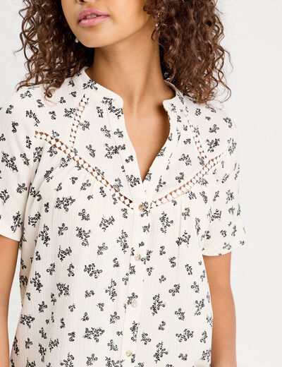 Blouse manches courtes blanc femme
