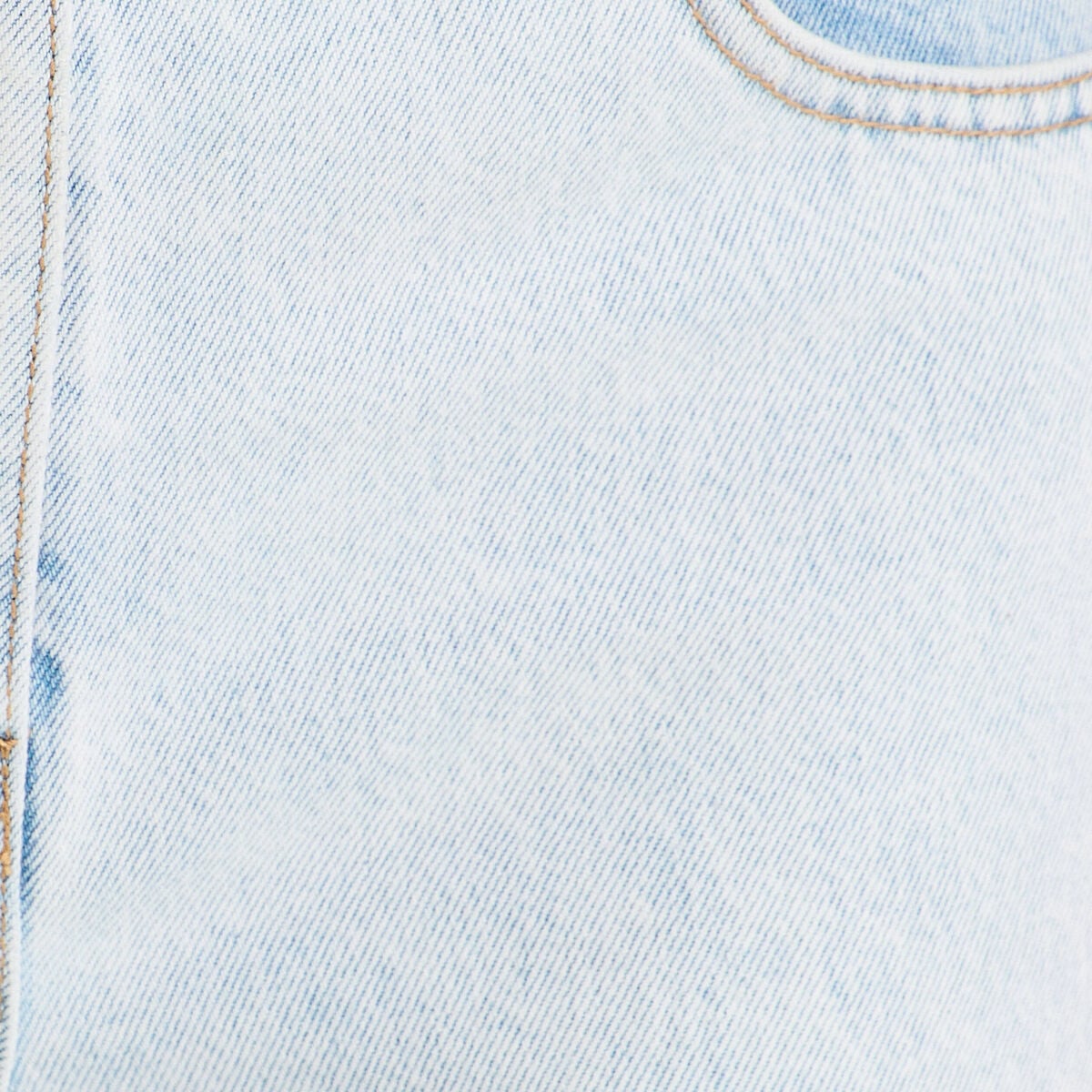 Jeans droit &agrave; revers denim bleach femme
