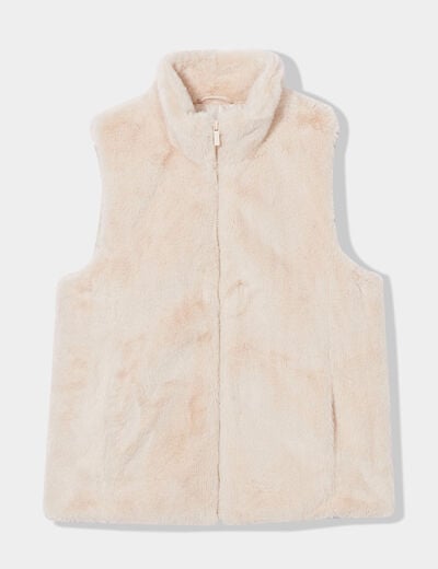 Veste sans manches fermeture zipp&eacute;e ivoire femme