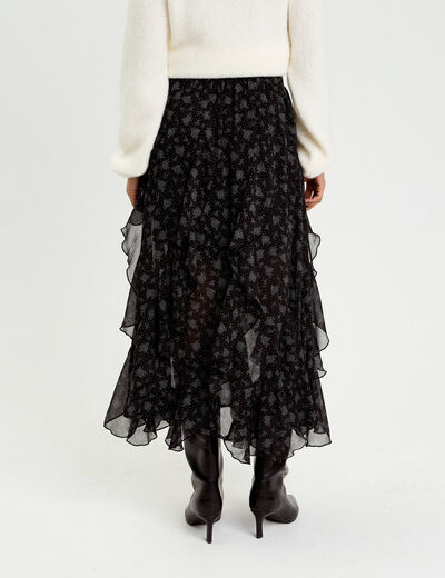 Jupon &eacute;vas&eacute; longueur 3/4 en voile noir femme