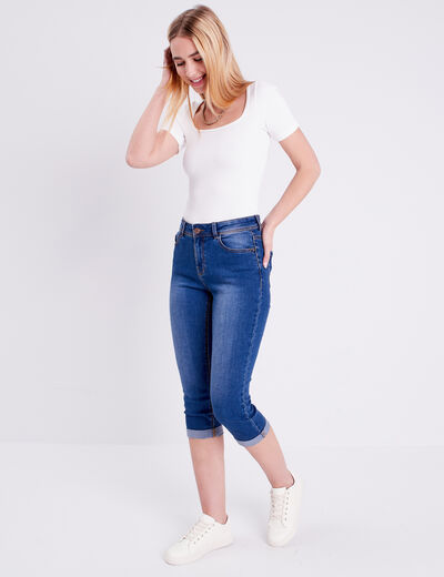 Pantacourt denim stone femme