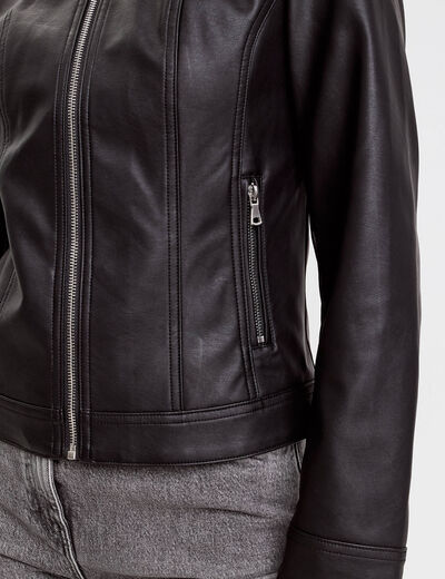 Veste droite zipp&eacute;e noir femme