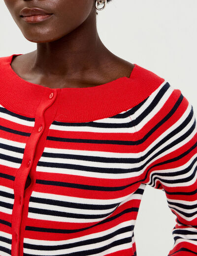 Gilet col bateau rouge femme