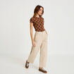 Top ajust&eacute; col rond manches courtes marron femme