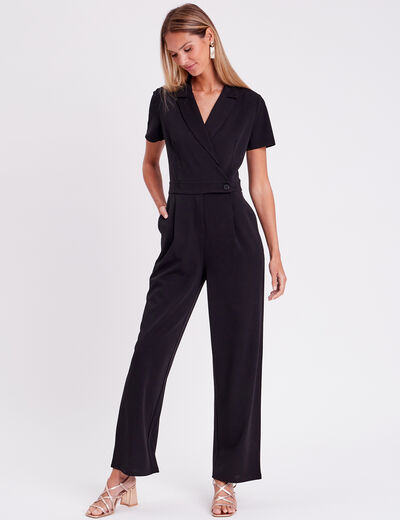 Combinaison pantalon à pinces noir femme