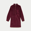 Robe &eacute;vas&eacute;e velours col montant bordeaux femme