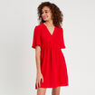 Robe évasée taille élastiquée rouge femme
