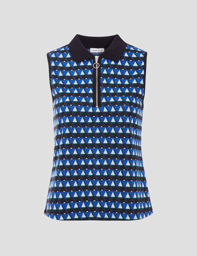 Polo sans manches bleu femme