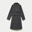 Manteau droit mi-long &agrave; manches longues gris femme