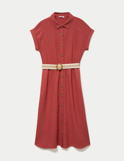 Robe &eacute;vas&eacute;e avec ceinture amovible vieux rose femme