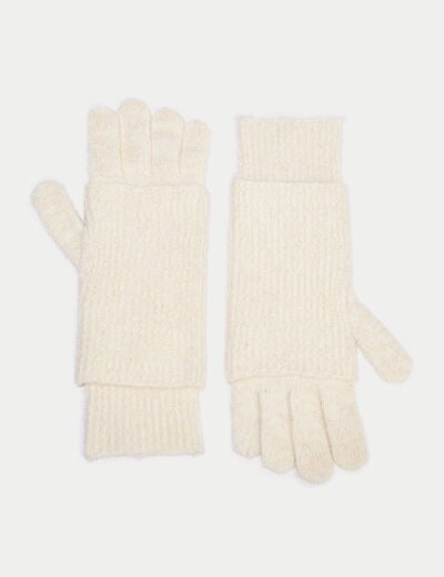 Gants 2-en-1 ivoire femme
