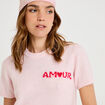 Pull ample manches courtes rose clair femme