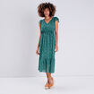 Robe longue évasée ceinturée vert femme