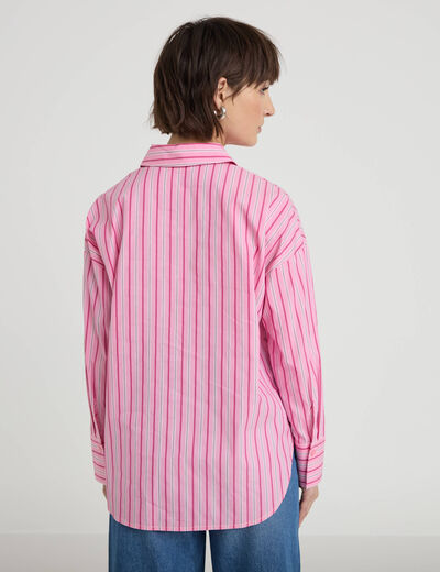 Chemise oversize col classique rose vif femme