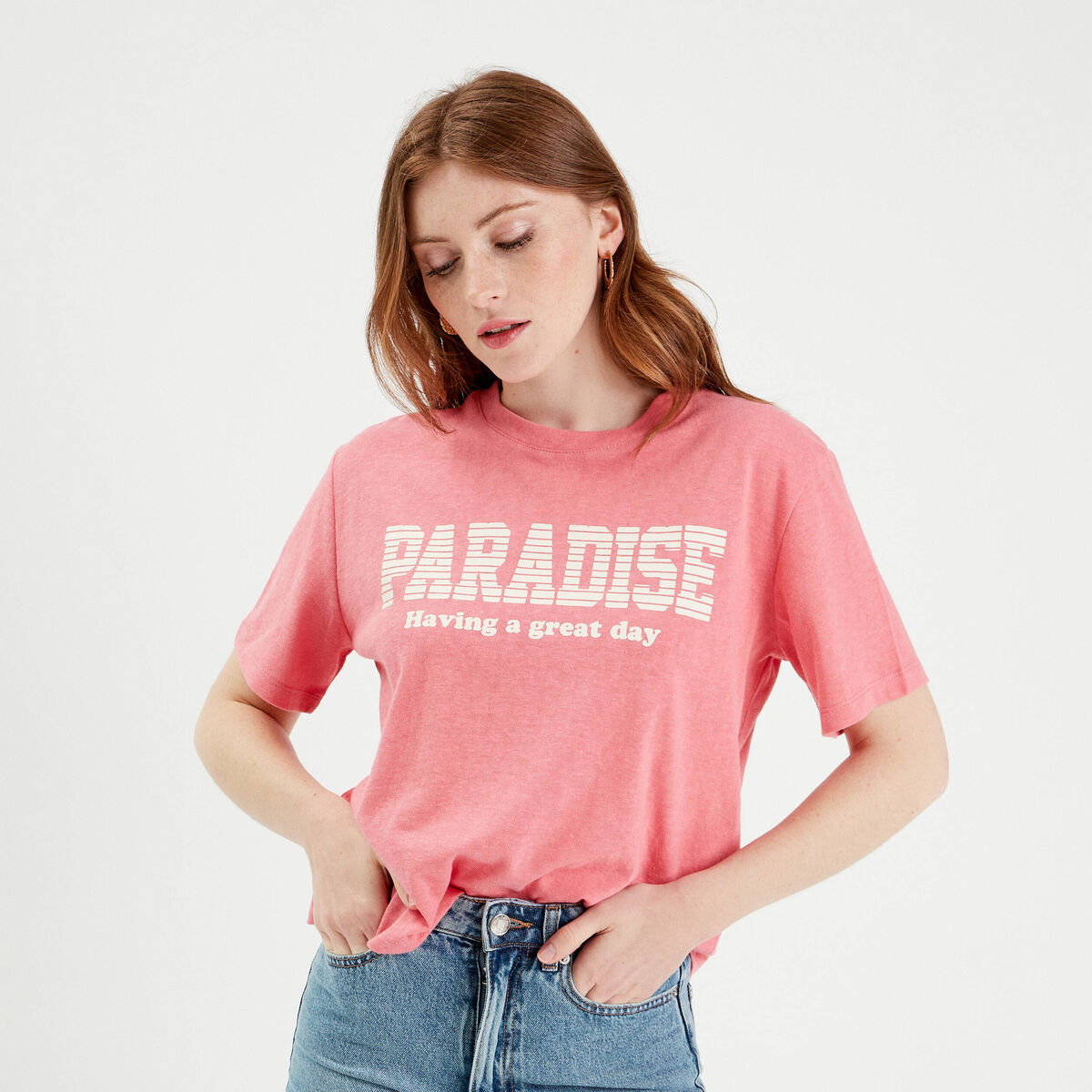 T-shirt manches courtes rose femme