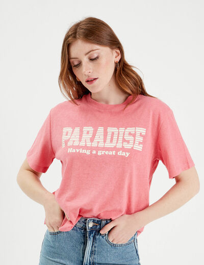 T-shirt manches courtes rose femme