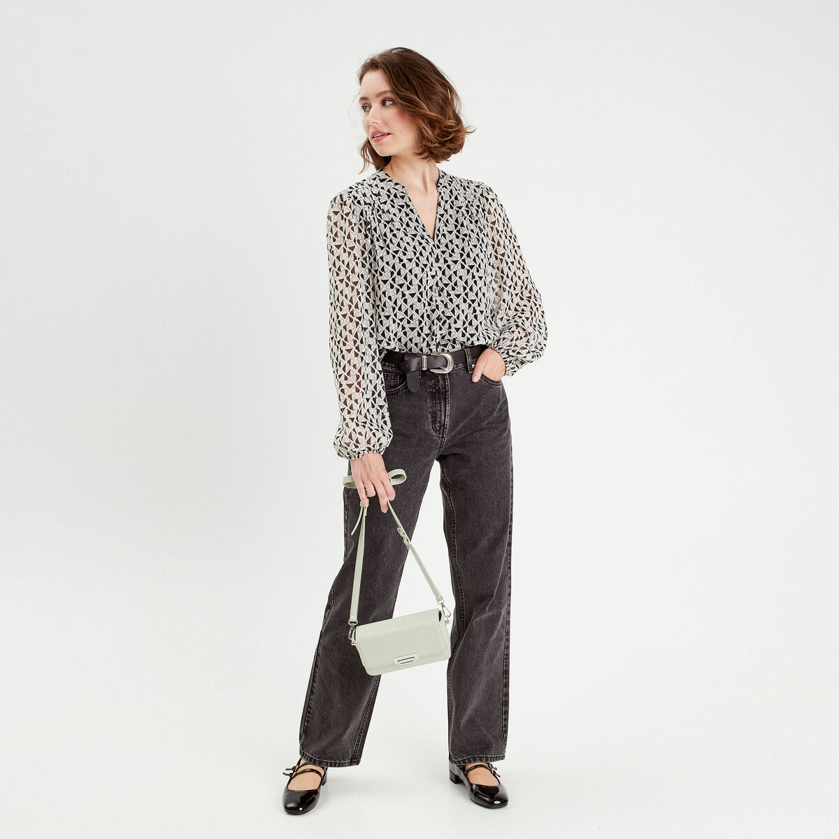 Blouse manches longues blanc femme