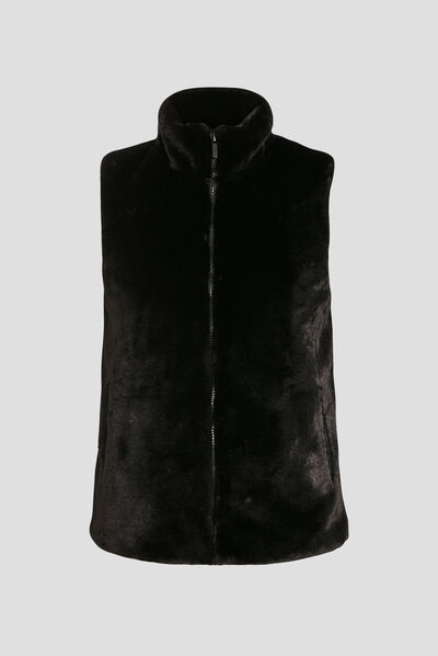 Veste droite sans manches noir femme