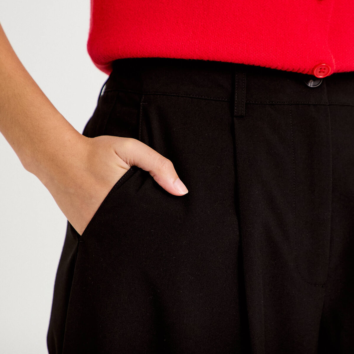 Pantalon barrel taille standard noir femme