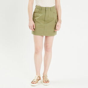 Jupe cargo en jean vert kaki femme