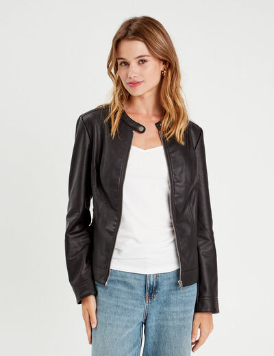 Veste droite zippée noir femme
