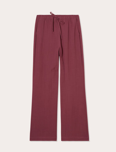 Pantalon large fluide prune femme