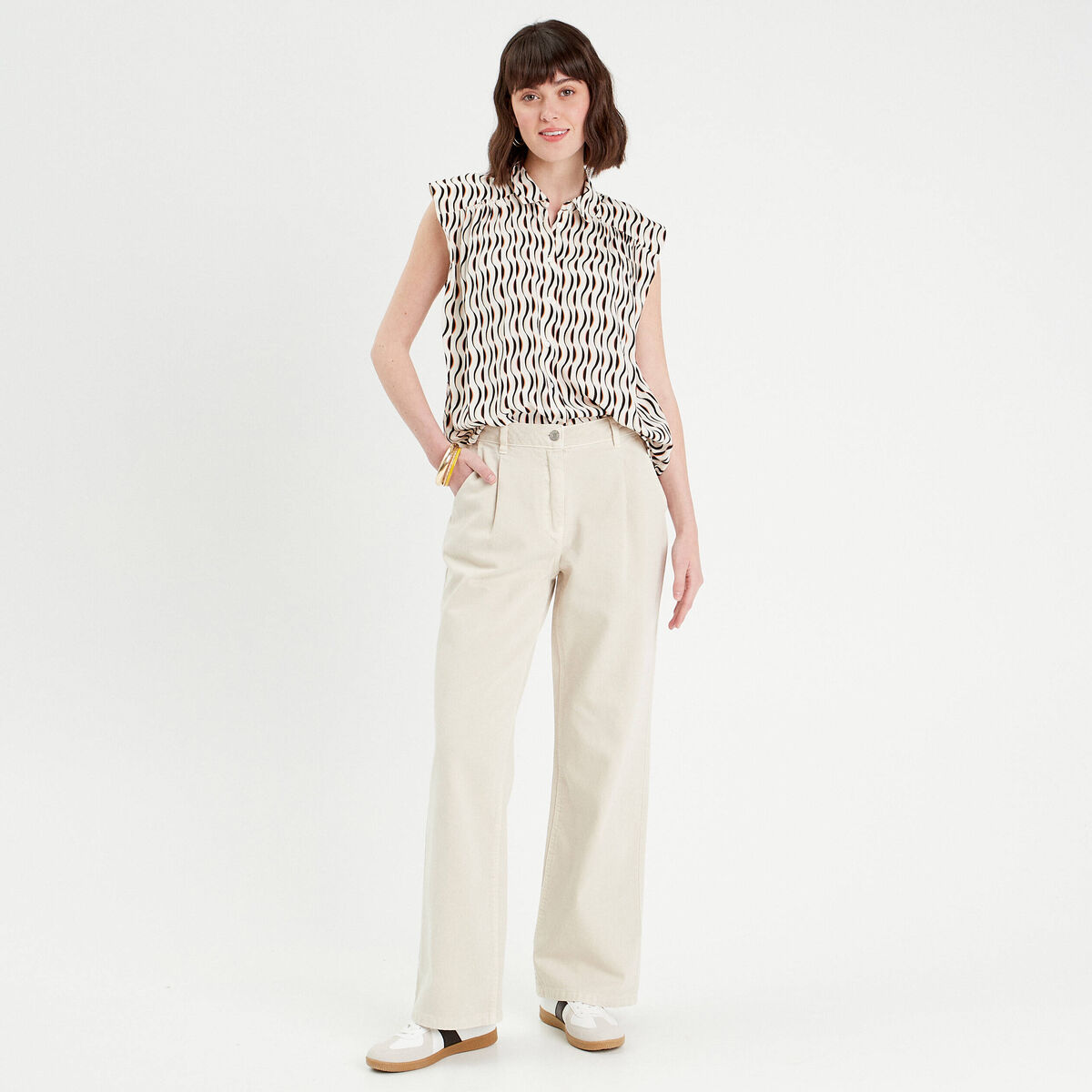 Chemise sans manches blanc femme