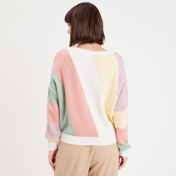 pull manches longues col rond multicolore femme Pull manches longues col rond multicolore femme