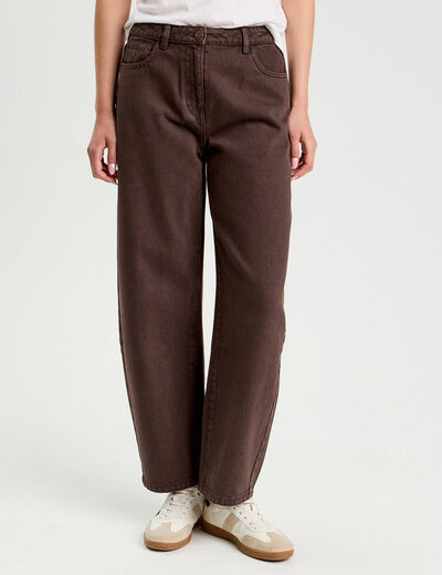 Pantalon barrel marron foncé femme
