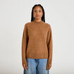 Pull col montant manches longues camel femme
