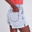 Short mom taille haute en jean denim bleach femme